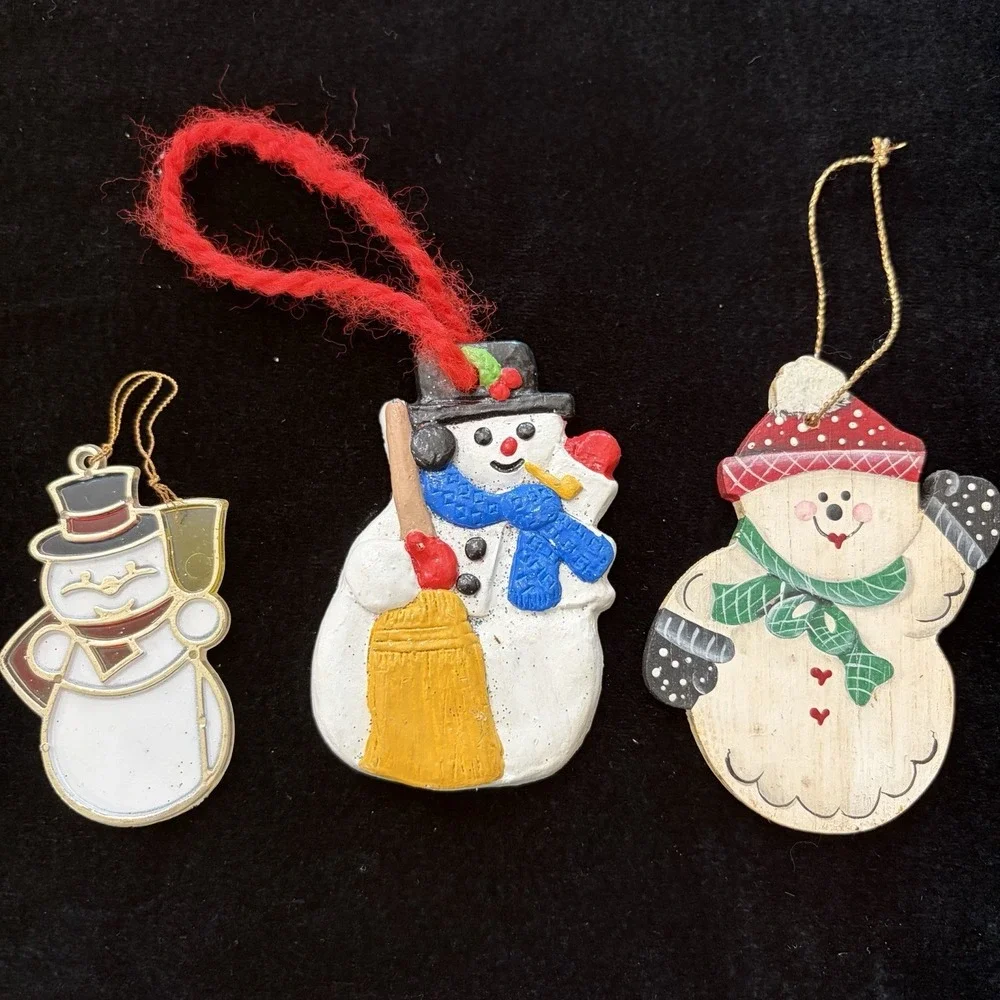 Vintage Snowman‎ Christmas Ornaments Lot Of 3 90s Nostalgia